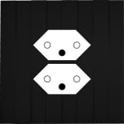 MODELEC - Façade Empreintes LIGNE Noir Simple Double Prise Suisse, magnétique