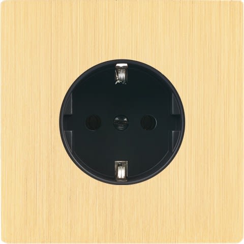 MODELEC - Façade "M" Laiton Brosse Simple 1 Prise Schuko magnétique
