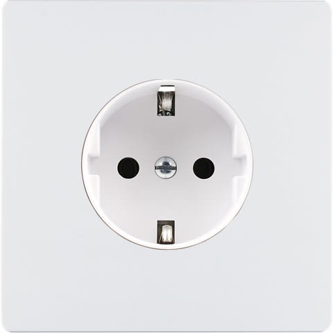 MODELEC - Façade "M" Blanc Mat Simple 1 Prise Schuko magnétique