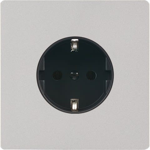 MODELEC - Façade "M" Nickel Sable Simple 1 Prise Schuko magnétique