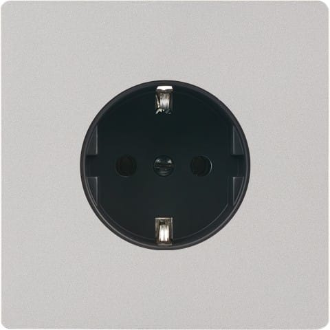 MODELEC - Façade "M" Nickel Sable Simple 1 Prise Schuko magnétique