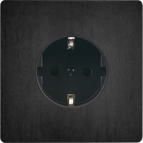 MODELEC - Façade "M" Acier Verni Simple 1 Prise Schuko magnétique