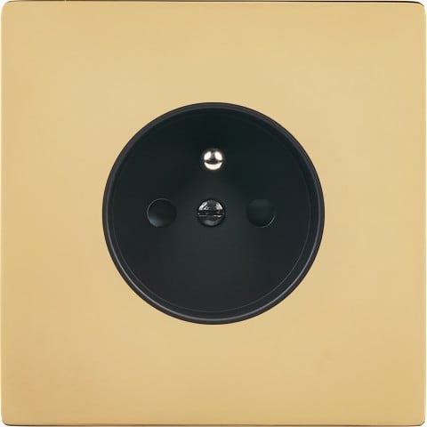 MODELEC - Façade "M" Laiton Miroir Simple 1 Prise magnétique