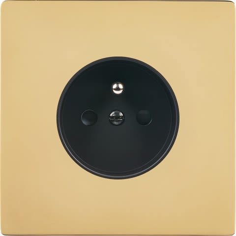 MODELEC - Façade "M" Laiton Miroir Simple 1 Prise magnétique