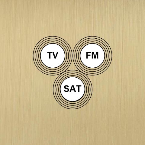 MODELEC - Façade Empreintes VOLUME Laiton Satiné Simple Prise TV FM SAT, magnétique