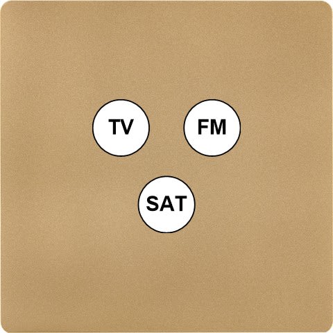 MODELEC - Façade "M" Laiton Sable Simple 1 Tv-Fm-Sat magnétique