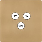 MODELEC - Façade "M" Laiton Sable Simple 1 Tv-Fm-Sat magnétique