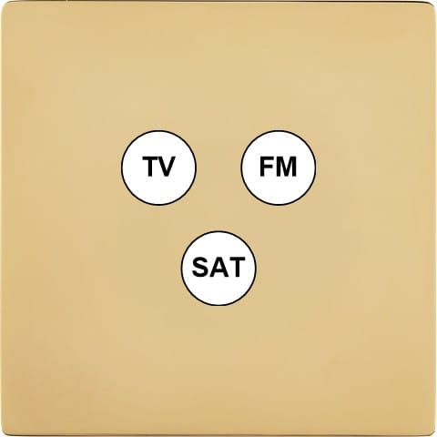 MODELEC - Façade "M" Laiton Verni Simple 1 Tv-Fm-Sat magnétique