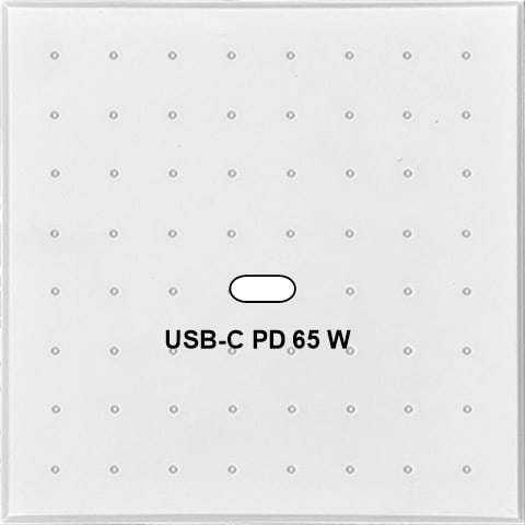 MODELEC - Façade Empreintes POINT Blanc Simple USB Power Delivery, magnétique