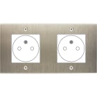 MODELEC - Façade Confidence Laiton Acier Brosse Double Horizontale 2X B.Ticino