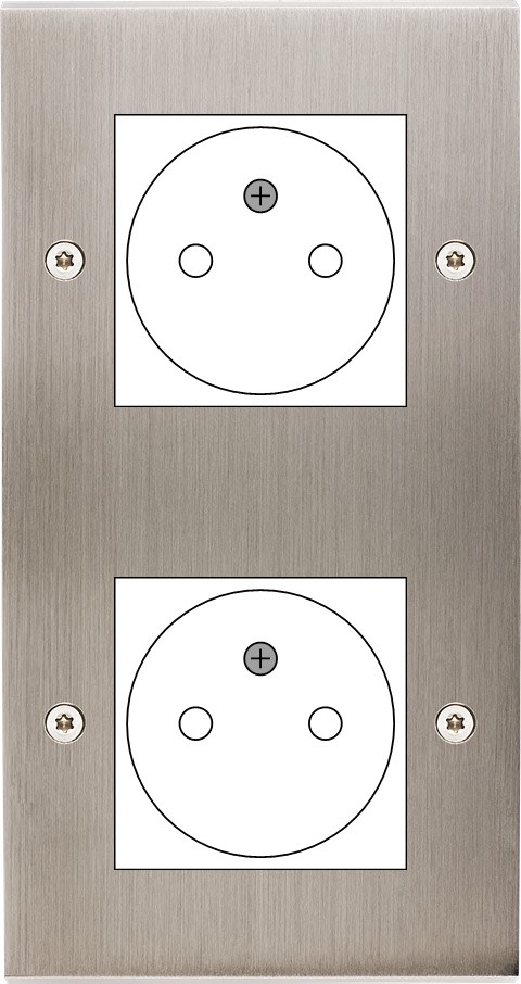 MODELEC - Façade Confidence Laiton Nickel Satine Double Verticale 2X B.Ticino