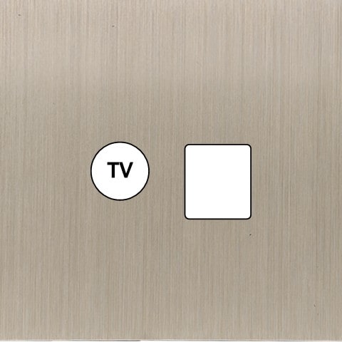 MODELEC - Façade Empreintes PLAN Nickel Satiné Simple TV + RJ45, magnétique