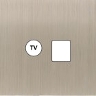 MODELEC - Façade Empreintes PLAN Nickel Satiné Simple TV + RJ45, magnétique