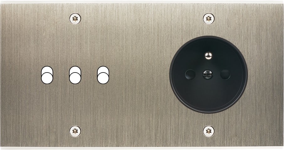 MODELEC - Façade Confidence Laiton Acier Brosse Double Horizontale B3 PC à Vis