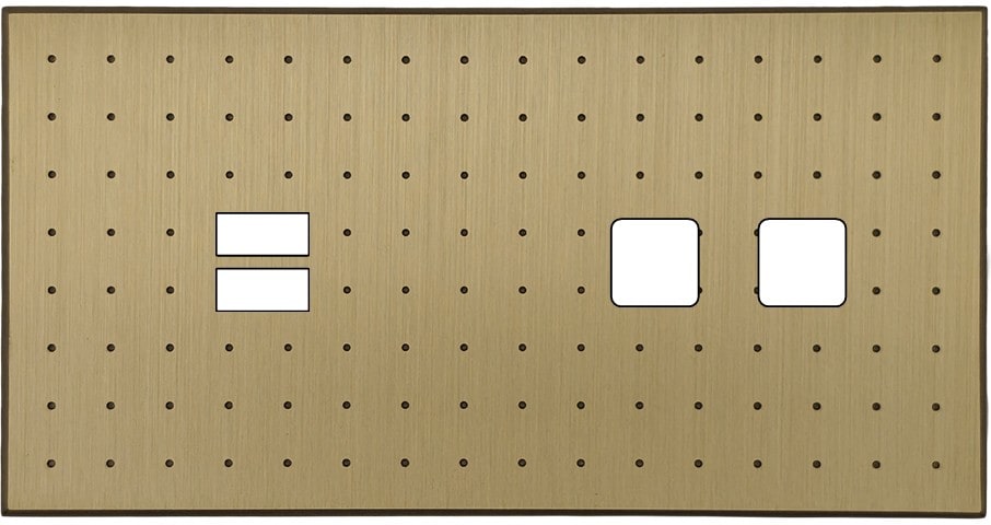 MODELEC - Façade Empreintes POINT Laiton Satiné Double Horiz Chargeur USB 2 boutons carrés