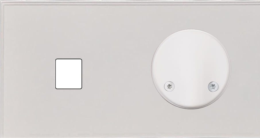 MODELEC - Façade Empreintes ANGLE Blanc Double Horizontale Média Sortie de Câble, magnet