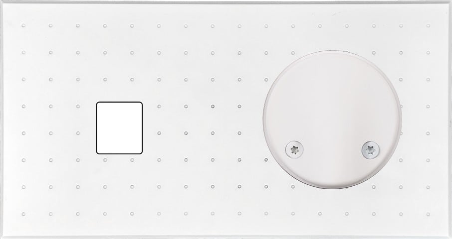MODELEC - Façade Empreintes POINT Blanc Double Horizontale Média Sortie de Câble, magnet