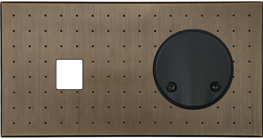 MODELEC - Façade Empreintes POINT Vieux Bronze Double Horizontale Média Sortie de Câble