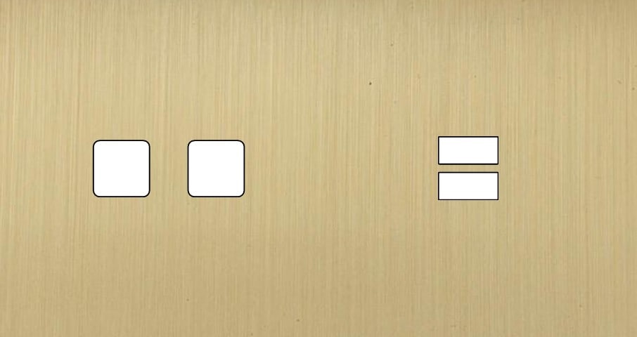 MODELEC - Façade Empreintes PLAN Laiton Satiné Double Horizontale 2 boutons carrés USB