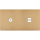 MODELEC - Façade "M" Laiton Sable Double Horizontale 1 Prise Tv 1 Chargeur USB magnétique