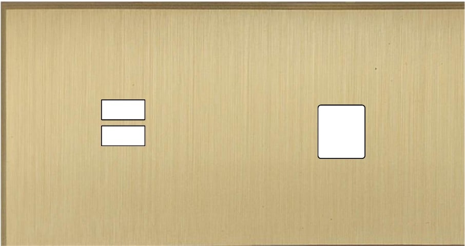 MODELEC - Façade Empreintes ANGLE Laiton Satiné Double Horizontale Chargeur USB Média, mag