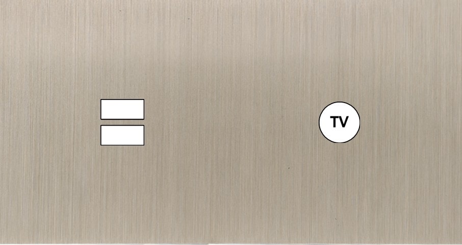 MODELEC - Façade Empreintes PLAN Nickel Satiné Double Horizontale Chargeur USB Prise TV M