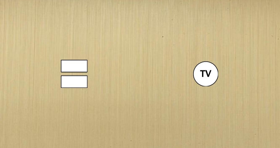 MODELEC - Façade Empreintes PLAN Laiton Satiné Double Horizontale Chargeur USB Prise TV M