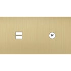 MODELEC - Façade Empreintes PLAN Laiton Satiné Double Horizontale Chargeur USB Prise TV M