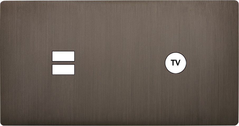 MODELEC - Façade "M" Laiton Canon Fusil Db Horizontale 1 Chargeur USB 1 Prise Tv magnétiq