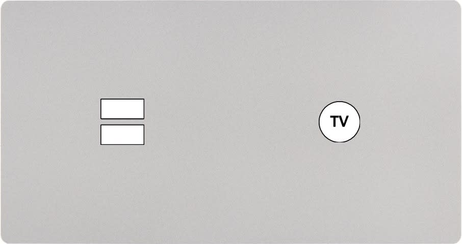 MODELEC - Façade "M" Nickel Sable Double Horizontale 1 Chargeur USB 1 Prise Tv magnétique