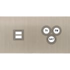 MODELEC - Façade Empreintes VOLUME Nickel Satiné Double Horiz Chargeur USB Prise TV FM SAT
