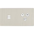 MODELEC - Façade "M" Nickel Brosse Double Horizontale 1 Chargeur USB 1 Tv-Fm-Sat magnétiq