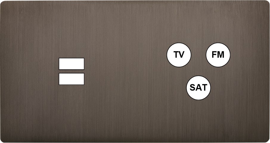 MODELEC - Façade "M" Laiton Canon Fusil Db Horizontal 1 Chargeur USB 1 Tv-Fm-Sat magnétiq