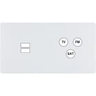 MODELEC - Façade "M" Blanc Mat Double Horizontale 1 Chargeur USB 1 Tv-Fm-Sat magnétique
