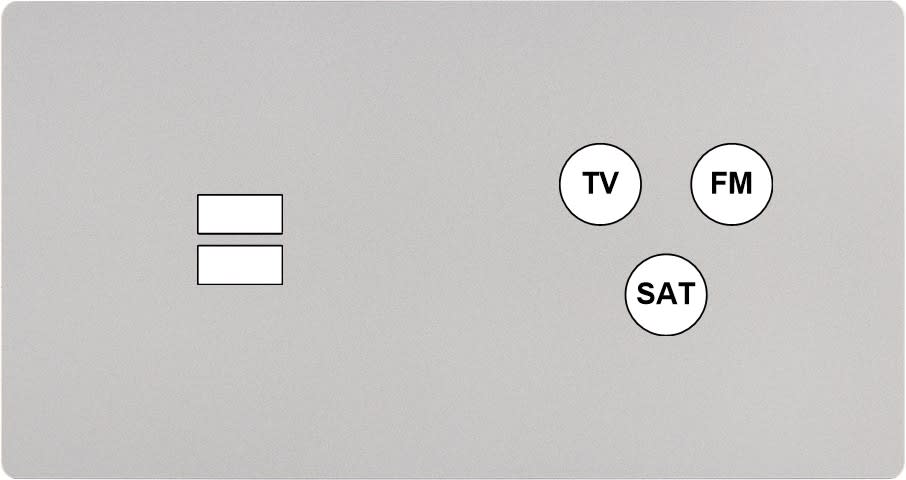 MODELEC - Façade "M" Nickel Sable Double Horizontale 1 Chargeur USB 1 Tv-Fm-Sat magnétique