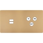 MODELEC - Façade "M" Laiton Sable Double Horizontale 1 Chargeur USB 1 Tv-Fm-Sat magnétique