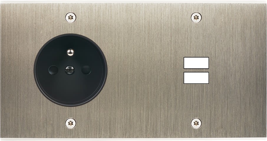 MODELEC - Façade Confidence Laiton Acier Brosse Double Horizontale PC U1 à Vis