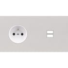 MODELEC - Façade Empreintes PLAN Blanc Double Horizontale Prise de Courant Chargeur USB M