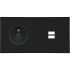MODELEC - Façade Empreintes POINT Noir Double Horizontale Prise de Courant Chargeur USB M