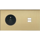 MODELEC - Façade Empreintes ANGLE Laiton Satiné Double Horizontale Prise de Courant U1 M