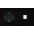 MODELEC - Façade "M" Noir Mat Double Horizontale 1 Prise Schuko 1 Chargeur USB magnétique