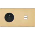 MODELEC - Façade "M" Laiton Verni Double Horizontale 1 Prise 1 Chargeur USB magnétique