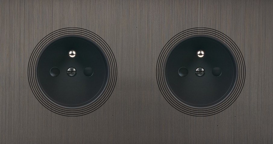 MODELEC - Façade Empreintes VOLUME Canon Fusil Double Horizontale 2 Prises de Courant, mag