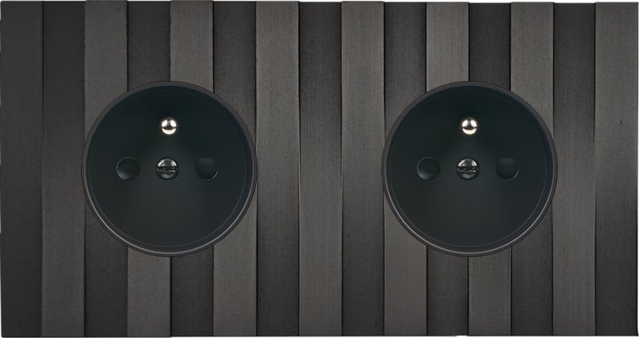 MODELEC - Façade Empreintes LIGNE Canon de Fusil Double Horizontale 2 Prises de Courant M