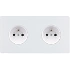MODELEC - Façade "M" Blanc Mat Double Horizontale 1 Prise 1 Prise magnétique