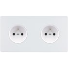 MODELEC - Façade "M" Blanc Mat Double Horizontale 1 Prise 1 Prise magnétique