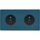 MODELEC - Façade "M" Gris Mat Double Horizontale 1 Prise 1 Prise magnétique