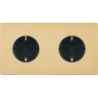 MODELEC - Façade "M" Laiton Verni Double Horizontal 1 Prise Schuko 1 Prise Schuko magnétiq