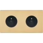 MODELEC - Façade "M" Laiton Miroir Double Horizontale 1 Prise 1 Prise magnétique