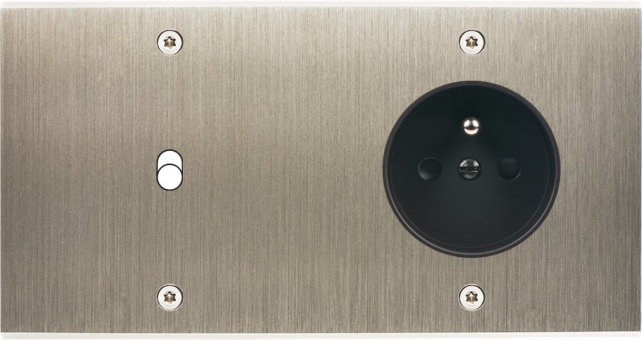 MODELEC - Façade Confidence Laiton Acier Brosse Double Horizontale B1 PC à Vis